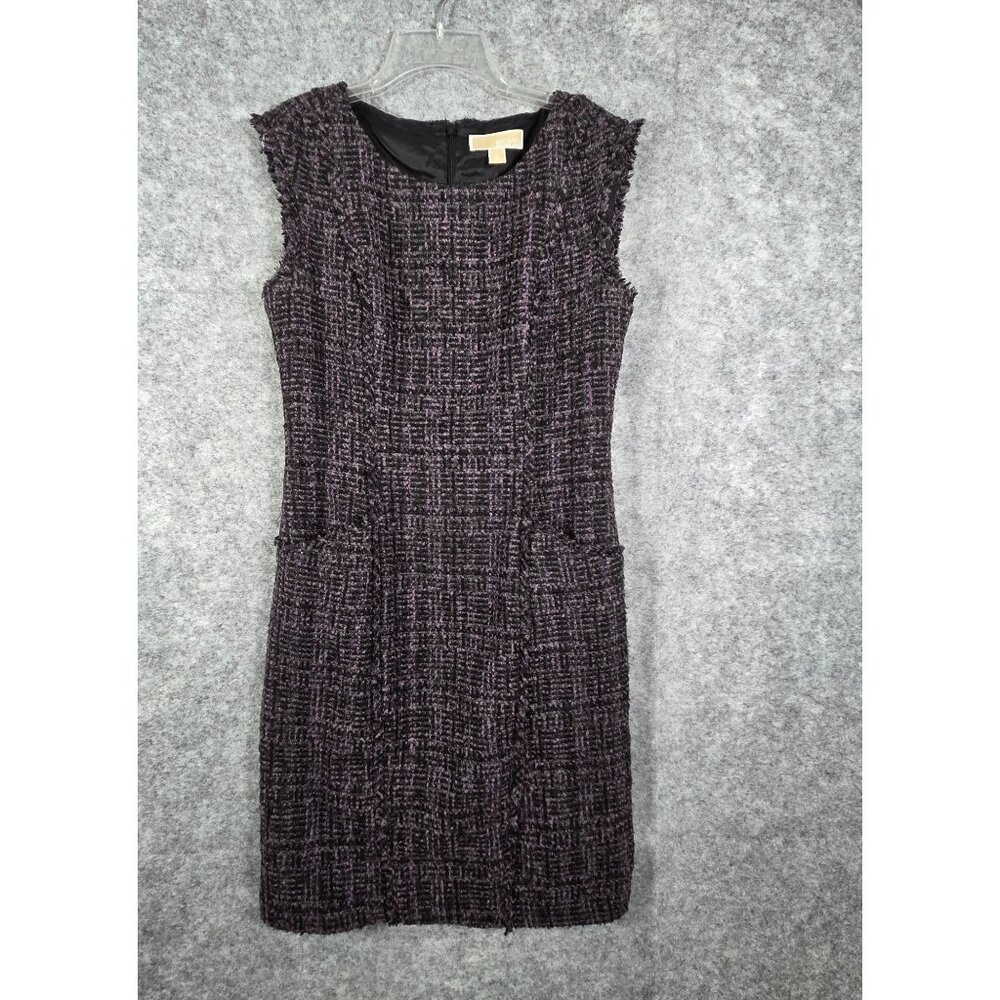 Michael Michael Kors Women's Sleeveless Dress Gray and Purple Tweed Size 2